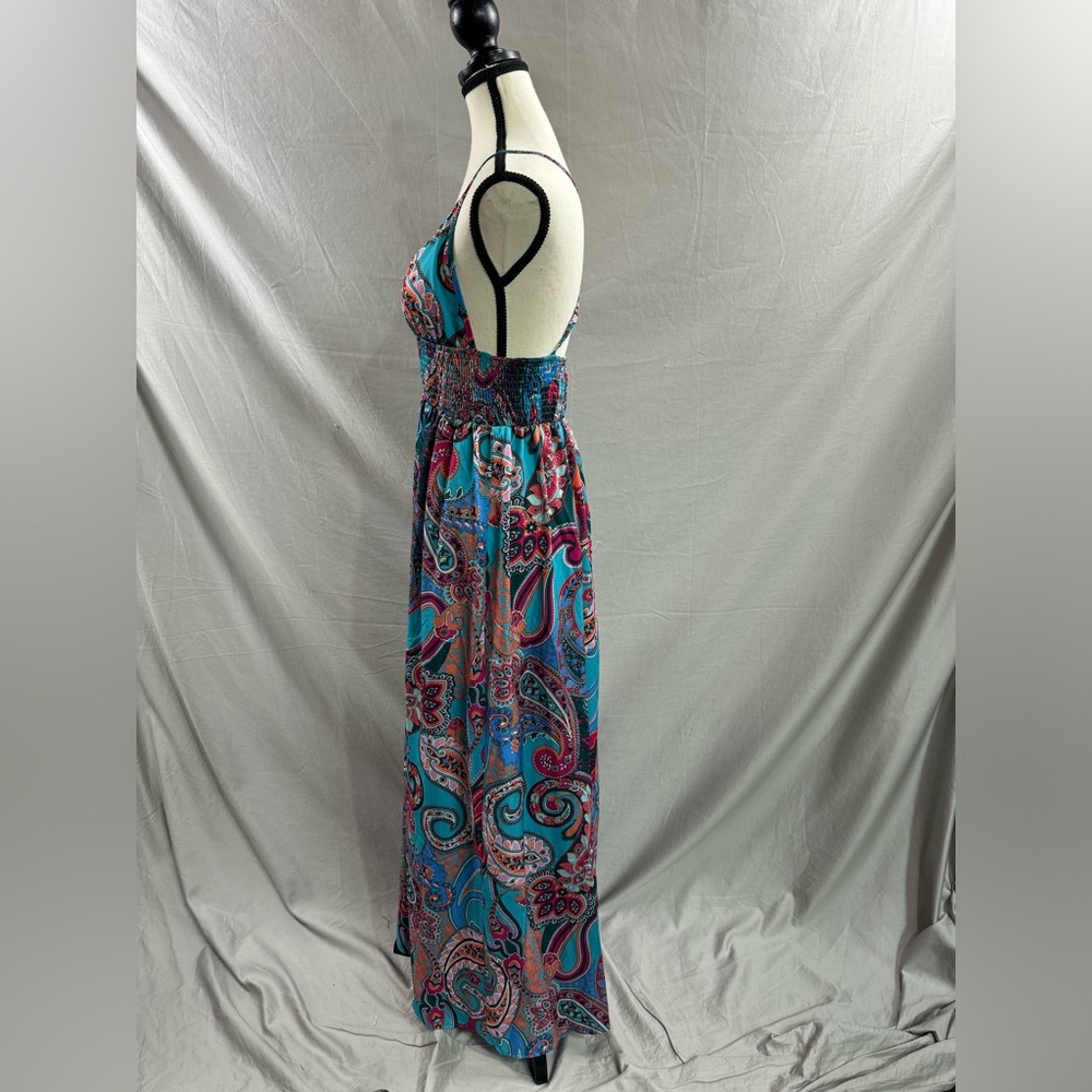 LAST ONE ๐ฅ Blue Boho Paisley Print Shirred Cami Maxi Dress* - Picture 7 of 7